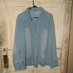 Chico's Design Snap Denim Jean Jacket Shacket Size 3 (JJ-6)